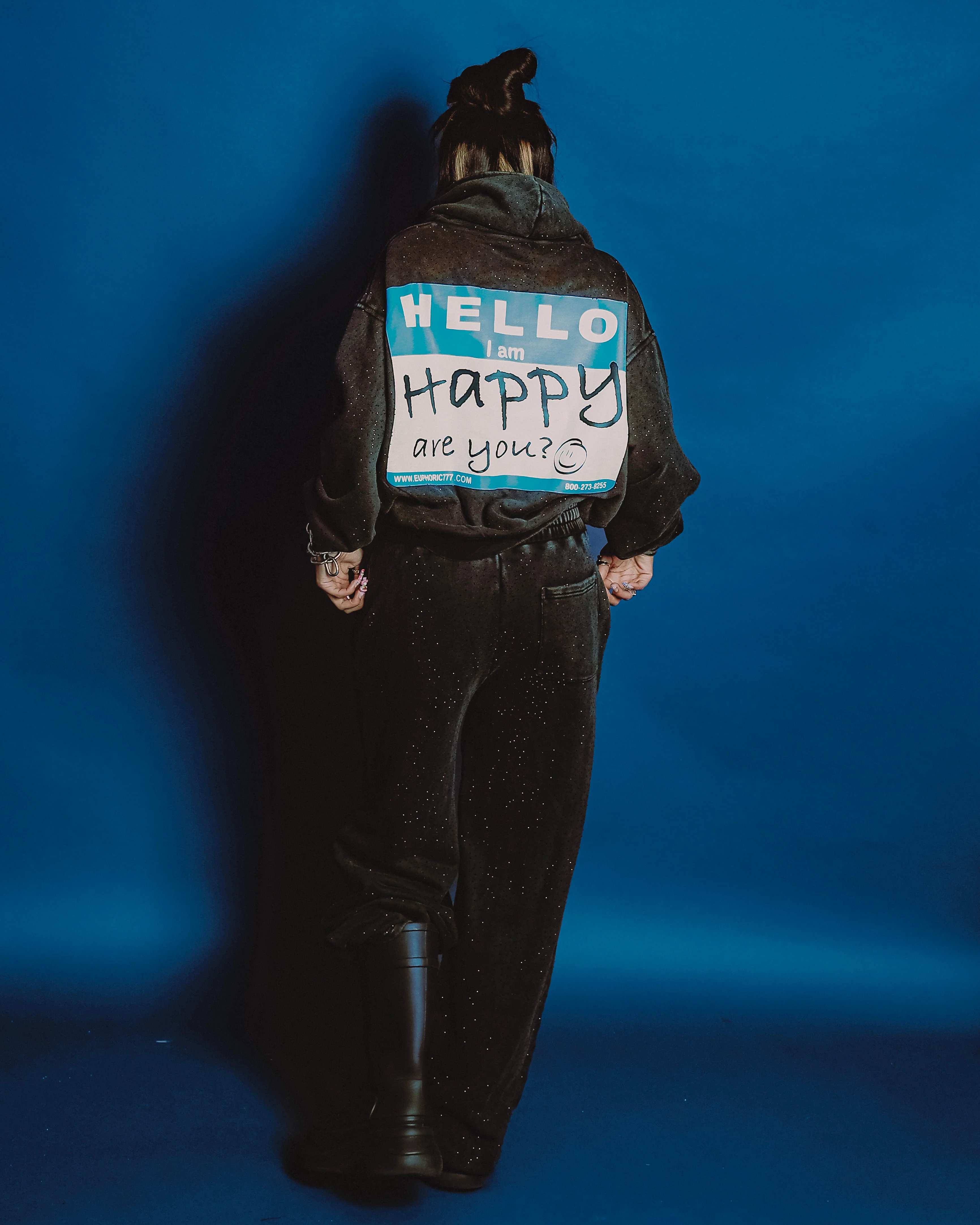 Black 'I am Happy' Sweatpants - Image 3