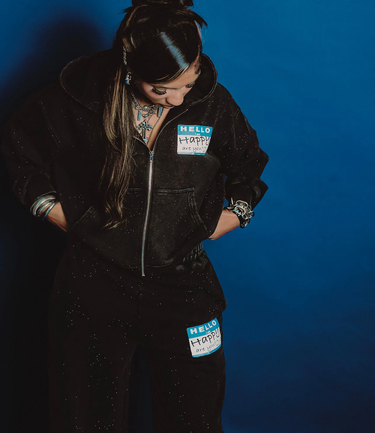 Black 'I am Happy' Sweatpants - Image 4